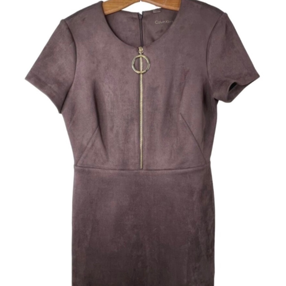 Calvin Klein Faux Suede Sheath Dress